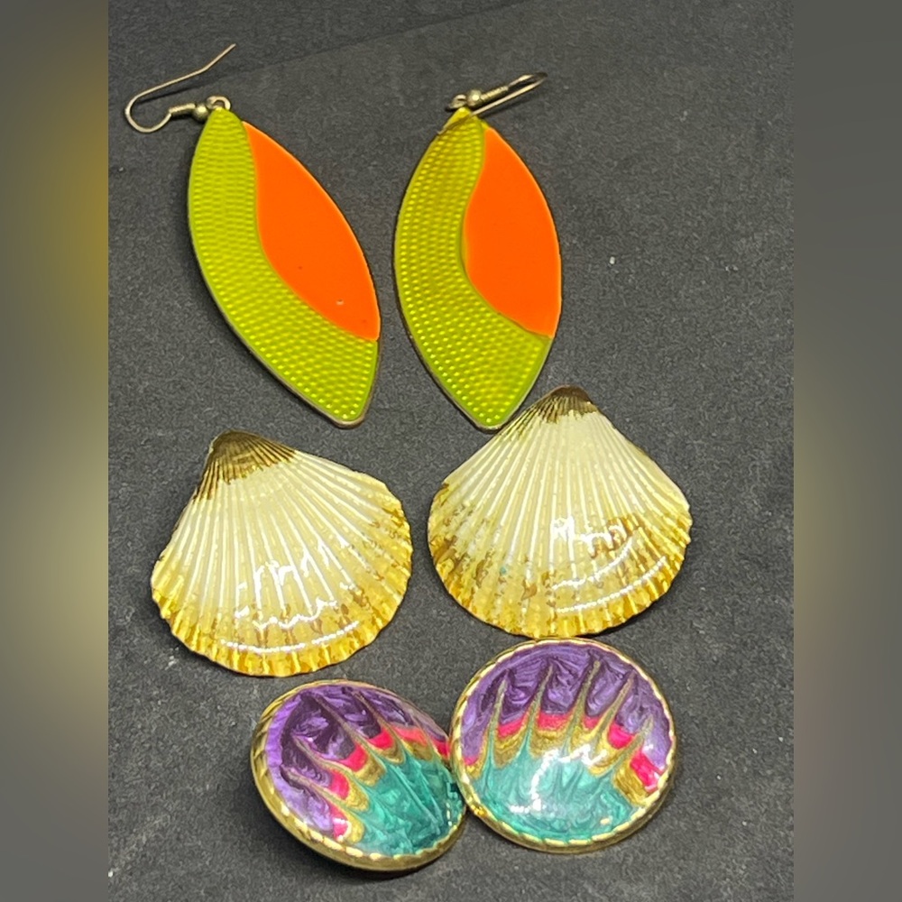 3 sets colorful vintage style earrings